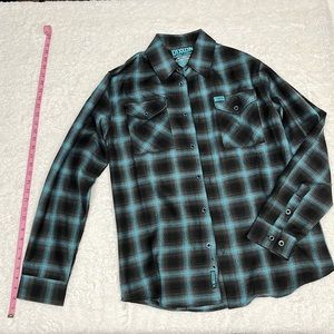 Mens DIXXON flannel size medium. Black gray teal